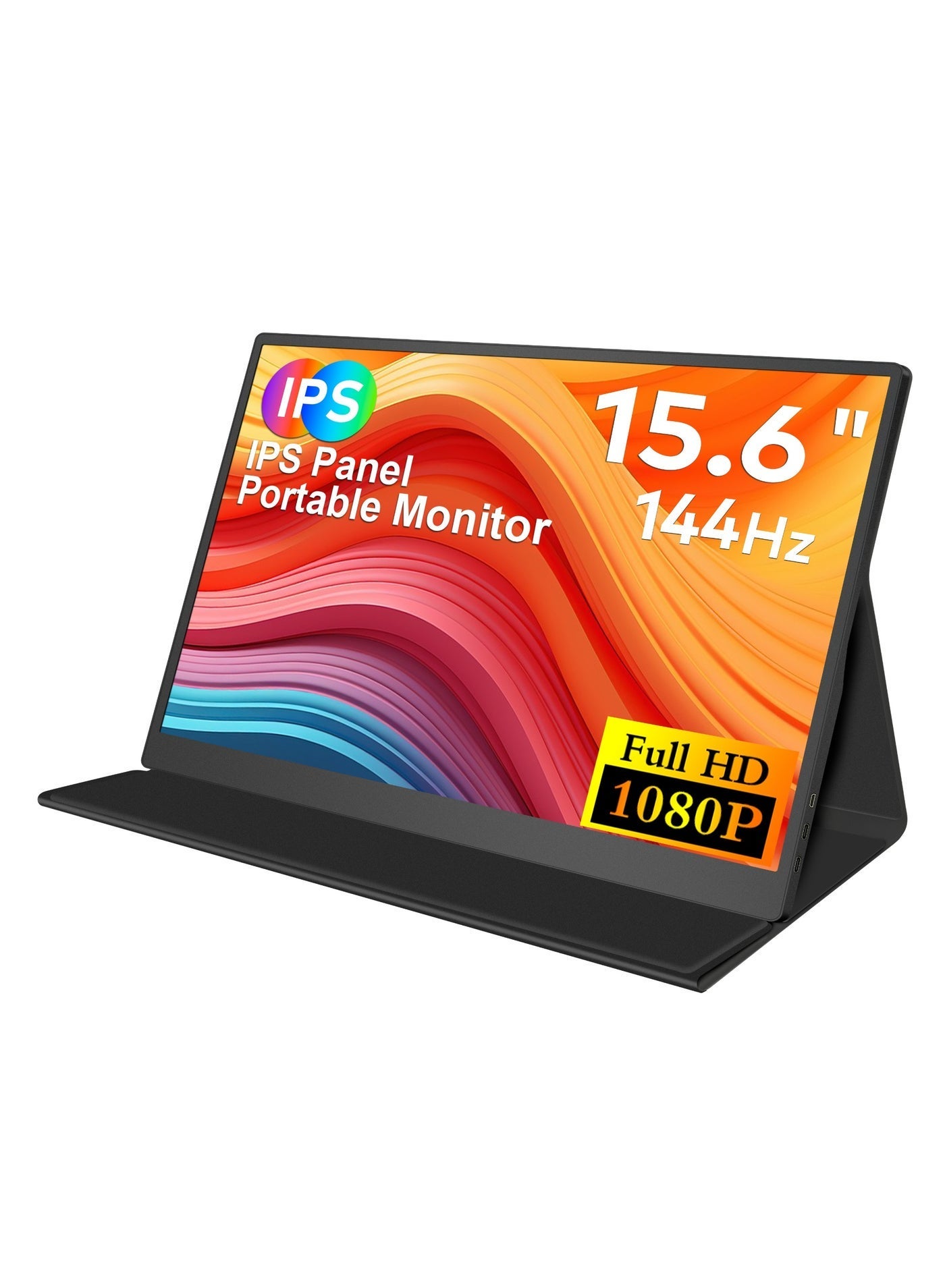 15.6" Ultra-Slim Portable Monitor with 144Hz Refresh Rate & 1080P FHD Resolution / Low Latency / IPS Panel / Surround Speaker / Multi-Functional Ports / Lightweight - Black